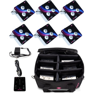 APE LABS MAXI ROADPACK 6 Wireless Rechargeable LED Uplights with Carry Bag & Remote APE LABS MAXI ROADPACK 6 Wireless Rechargeable LED Uplights with Carry Bag & Remote