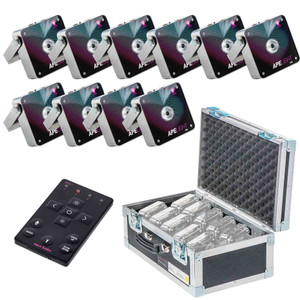 APE LABS MINI TOURPACK 10 Wireless Battery Powered LED Spotlights with Charging Flight Case APE LABS MINI TOURPACK 10 Wireless Battery Powered LED Spotlights with Charging Flight Case