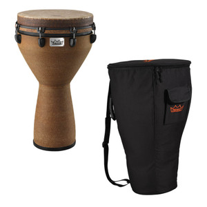 REMO DJ0012BE Mondo Designer Series World Percussion 12 Black Earth Djembe  with GigBag - LightingelStore