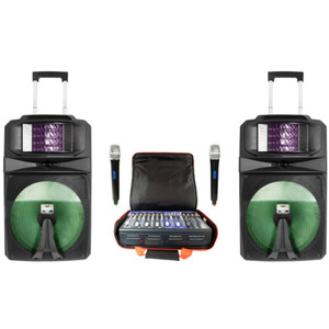 VOCOPRO BAND-GO Complete PA 15" Speaker System with Wireless Mics & Built-in Lights VOCOPRO BAND-GO Complete PA 15" Speaker System with Wireless Mics & Built-in Lights