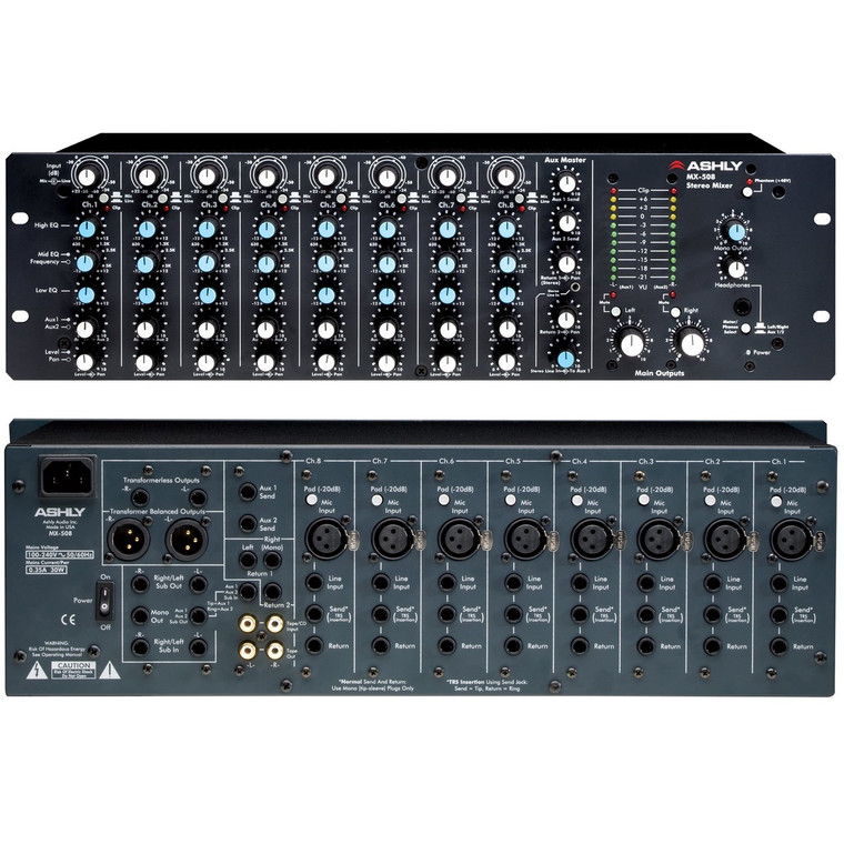 ASHLY MX-508 Rackmount 8 Channel Stereo Mixer