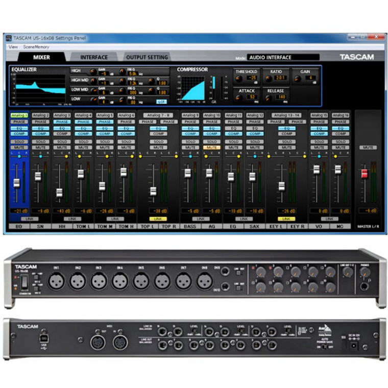 TASCAM US-16X8 Rackmount Digital Interface with Control Panel Software