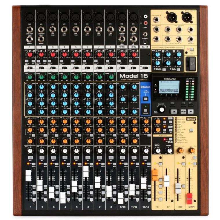 TASCAM MODEL 16 All-in-One Mixing Studio Mixer, Interface, Recorder with USB & Bluetooth