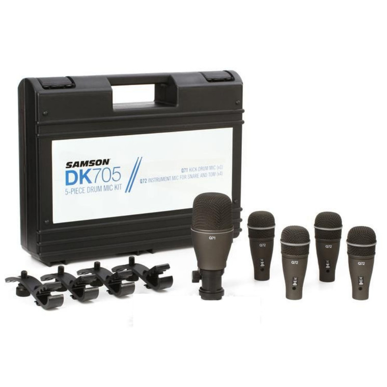 SAMSON DK705 Complete 5-Piece Drum Kit with Clips & Case