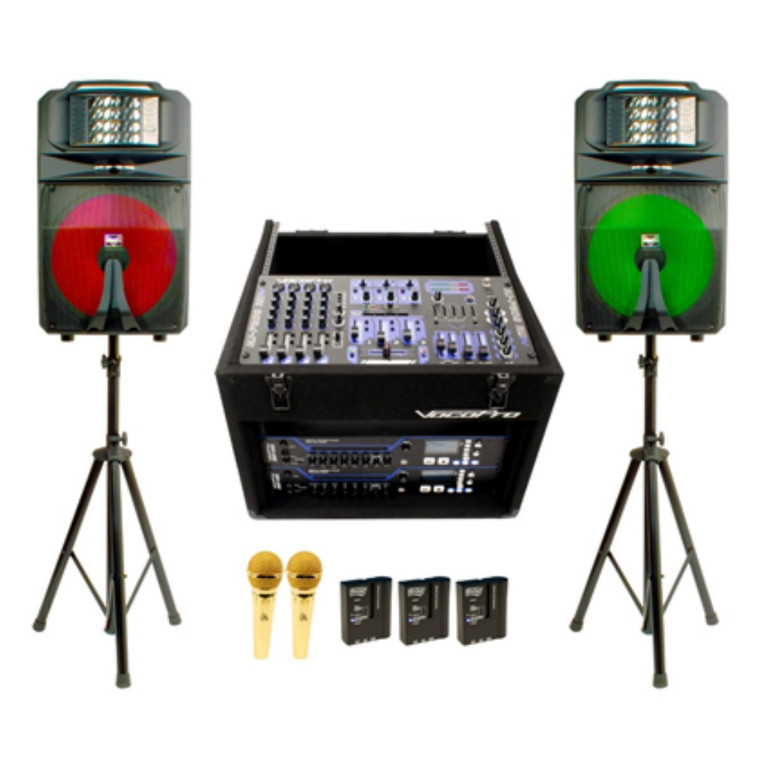 VOCOPRO CLUB-THUNDER-2000 Complete Rechargeable 2000 Watt DJ / Karaoke System 