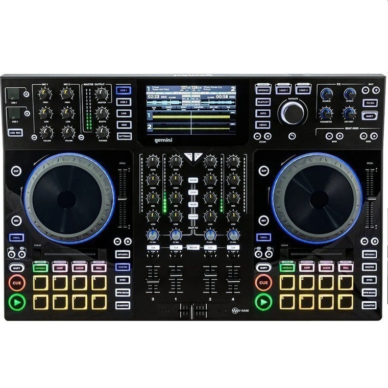 GEMINI SDJ-4000 Dual Deck 4-Channel DJ Controller with V-Case Software