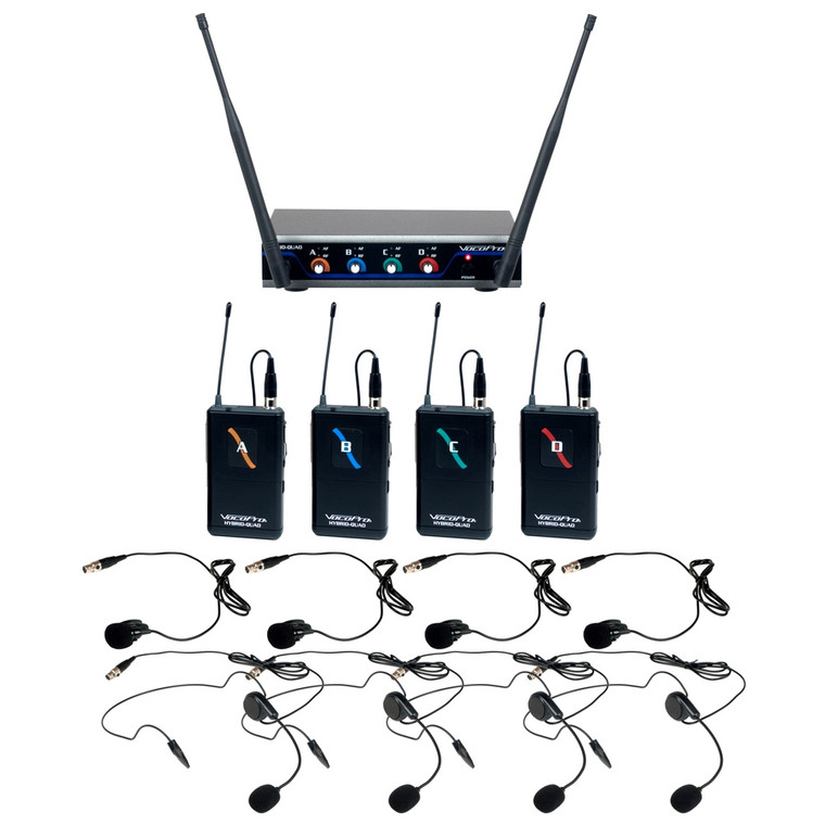 VOCOPRO DIGITAL-QUAD-B 4-Channel Hybrid Wireless Headset & Lapel Microphone System