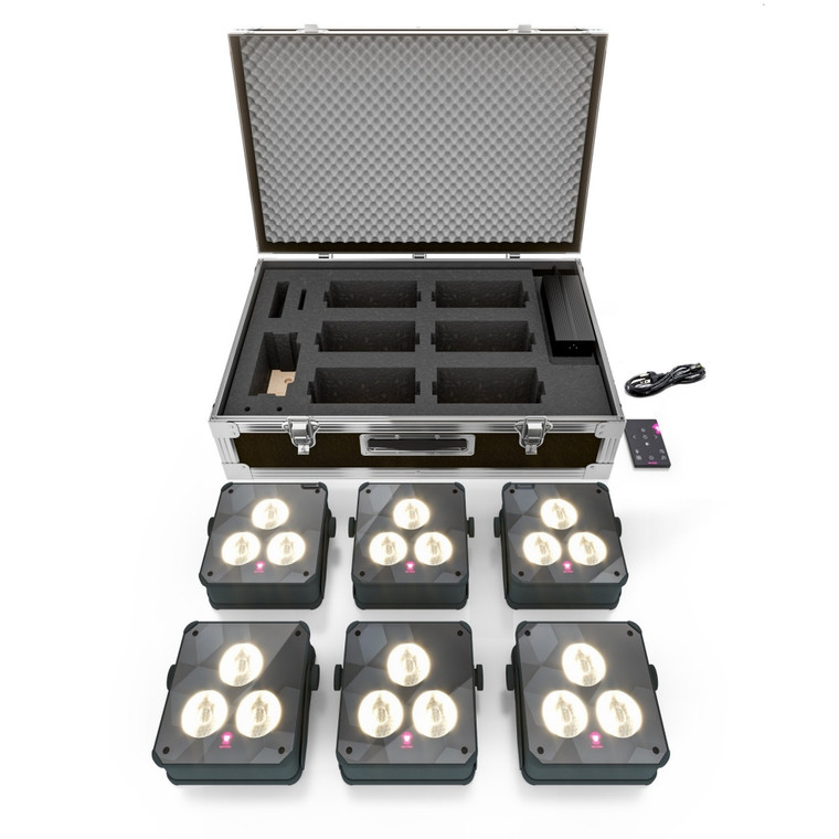 APE LABS MAXI 2.0 TOURPACK (6) Gray Wireless Rechargeable LED Uplights in ATA Charging Flight Case