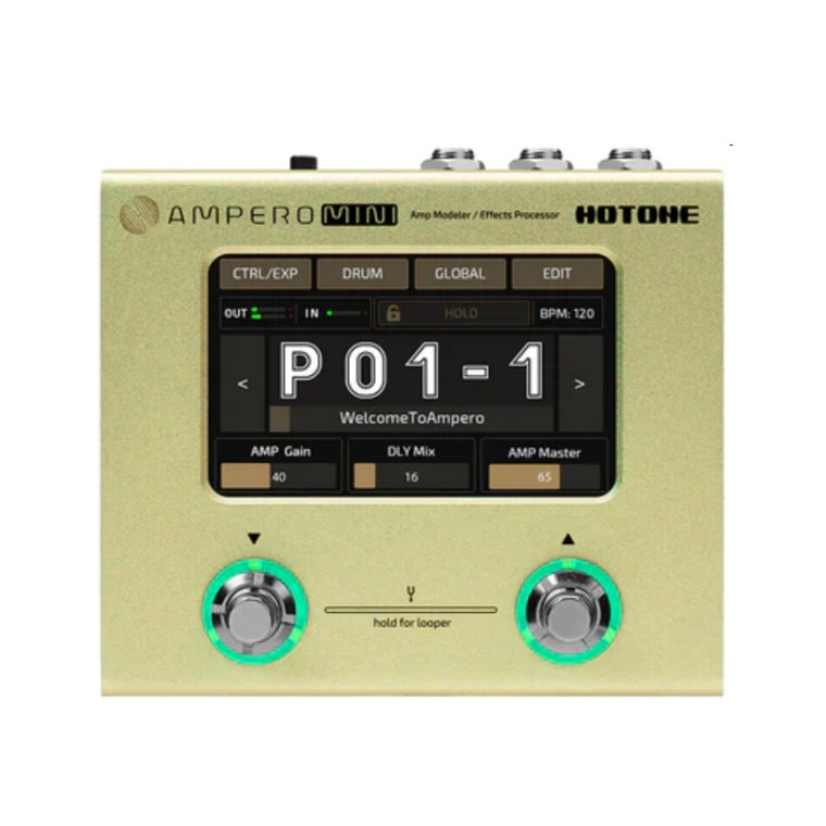 HOTONE AMPERO MINI MUSTARD Modeler/Looper/Interface/FX Touchscreen Pedal Stomp Box