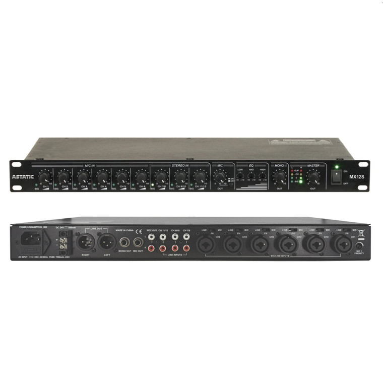 CAD AUDIO ASTATIC MX12S 12 Channel Rackmount Audio Mixer