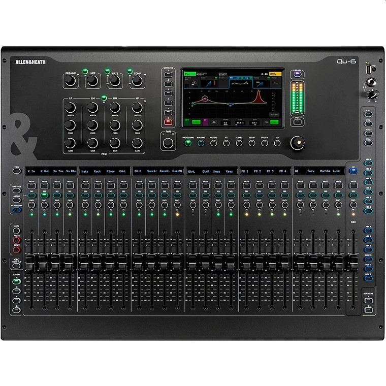 ALLEN & HEATH QU-6D Dante Digital 32-Channel Motorized Audio Mixer with Touchscreen