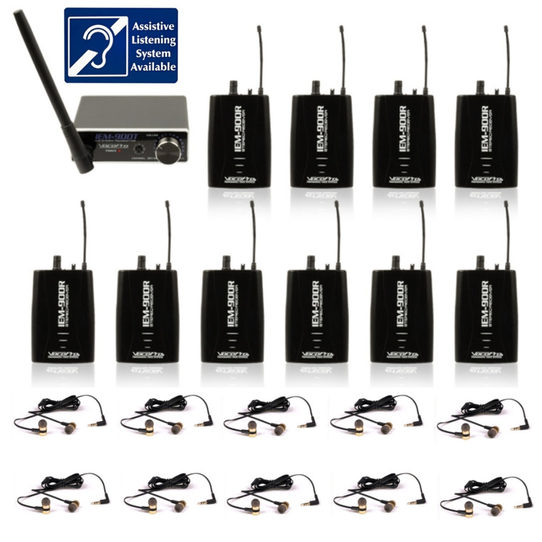VOCOPRO IEM-900-PACK10 Live Choir, Church, Theater Assisted Listening Monitor System