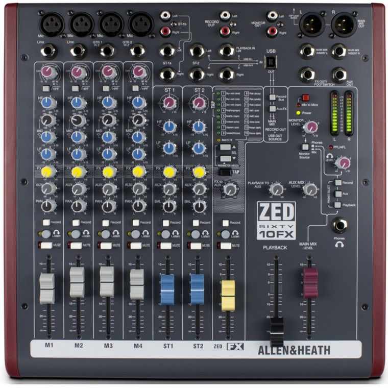 ALLEN & HEATH ZED60-10FX 12 Channel USB Compact Live Recording Audio Mixer