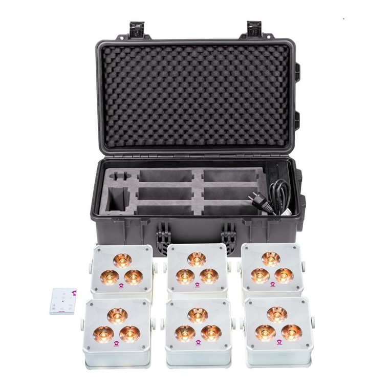 APE LABS MAXI 2+ TOURBOX Creme IP65 Wireless Rechargeable LED Uplights in Charging Case