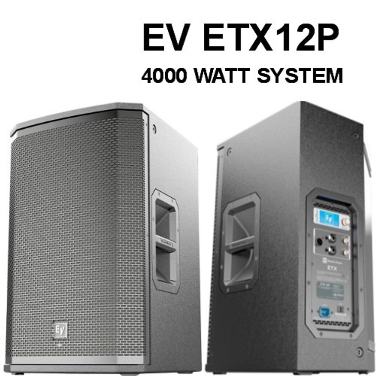 EV ETX-12P 4000 Watt DSP LCD Screen PA Speaker Pair