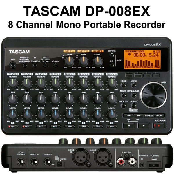 TASCAM DP-008EX Compact 8 Track Digital PocketStudio Recorder with