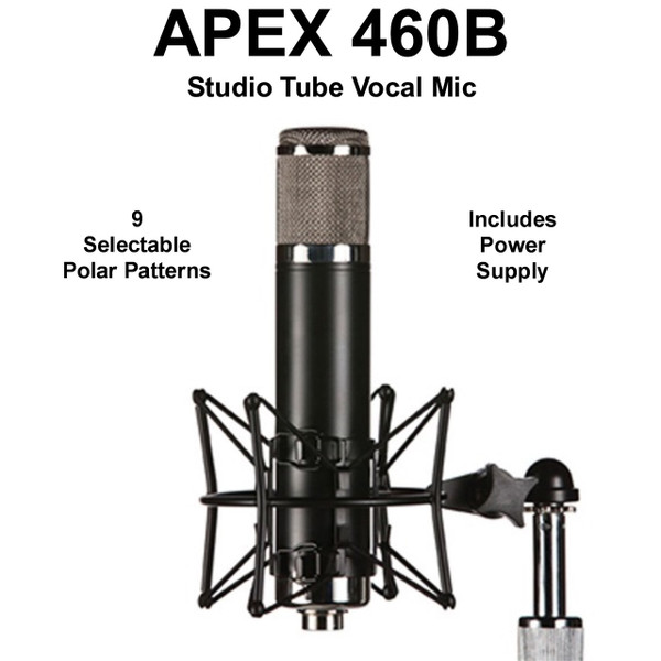 APEX 460B Wide Diaphragm Tube Studio Vocal Mic 9 Polar Settings