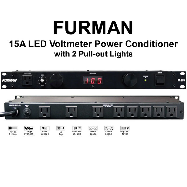 FURMAN M-8DX Dual Light LED Voltmeter Rackmount 15A Power