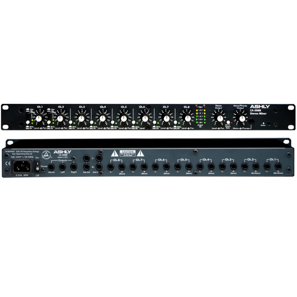 ASHLY LX-308B Rackmount 8 Channel Stereo Line Mixer - LightingelStore