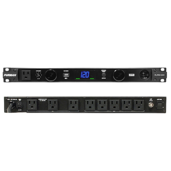 FURMAN PL-PRO DMC 20A Dual Light USB Digital Voltmeter/Ammeter Rackmount Power Conditioner - LightingelStore