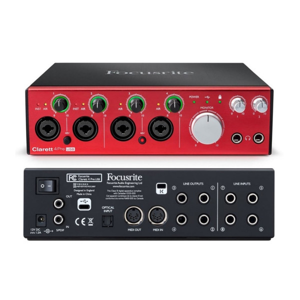 skal brud lustre FOCUSRITE CLARETT 4Pre USB Professional 18x4 Digital Audio Studio Interface  with Software for PC or Mac - LightingelStore