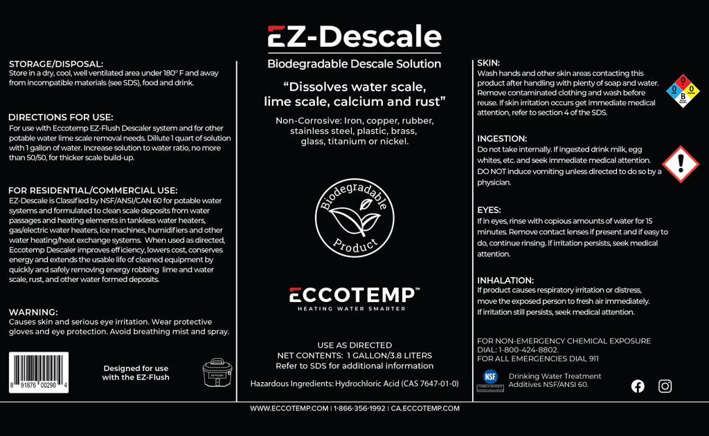 Eccotemp System Descaler Solution - 1 Gal (2 Pack)