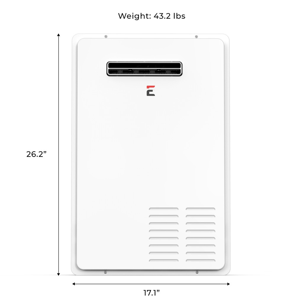 Builder Series 7.0 GPM Outdoor Liquid Propane Tankless Water Heater Front Dim View