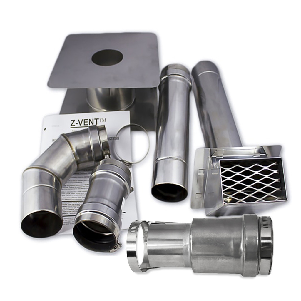3" Stainless Steel Horizontal Vent Kit w/ 2.5" Adapter