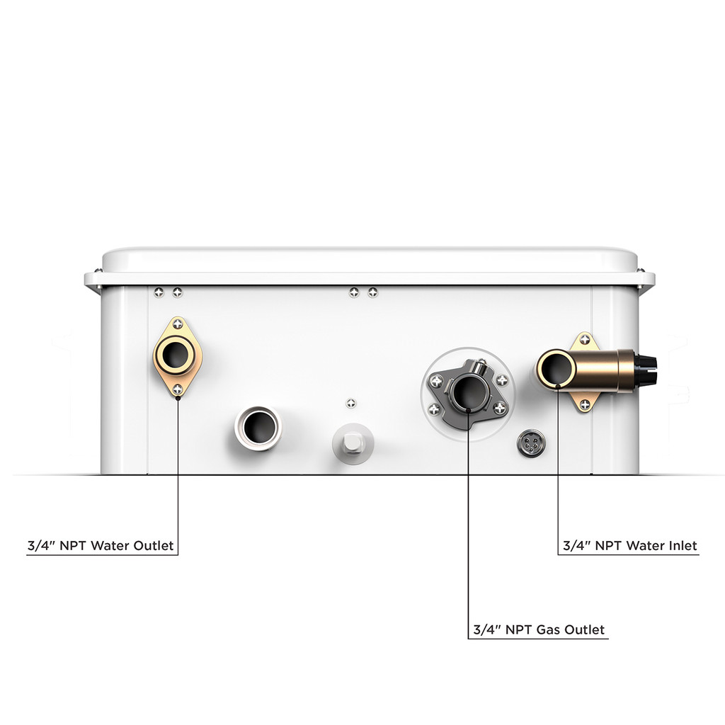 Eccotemp 45H Outdoor 6.8 GPM Liquid Propane Tankless Water Heater Bottom Callout