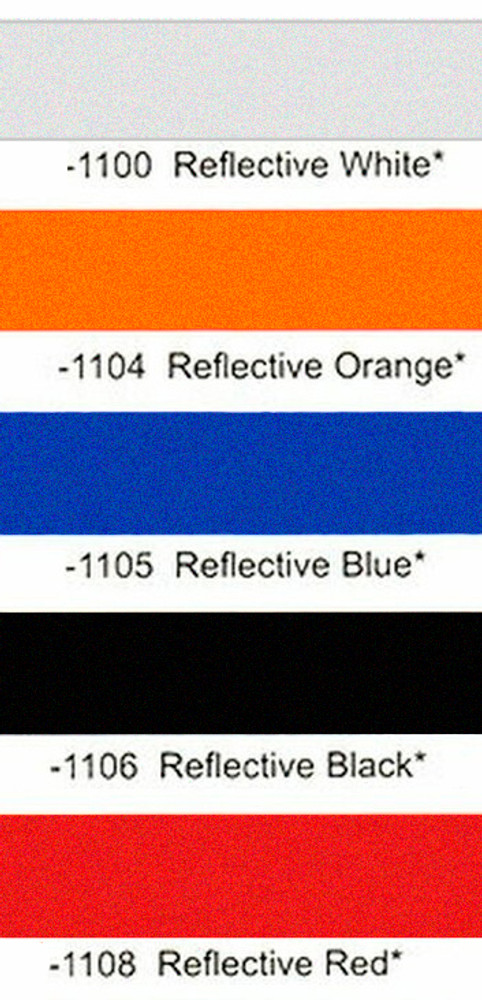 Stripeman.com 6 Inch Reflective Solid Stripe Roll Color Chart