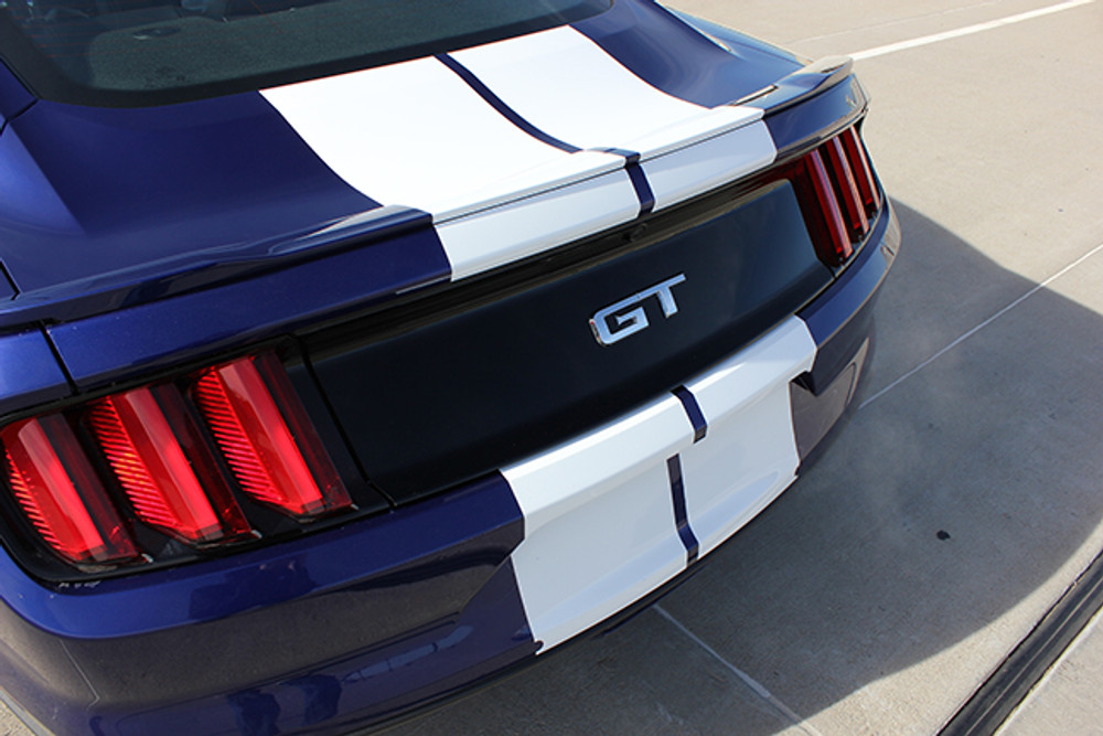2015-2017 Ford Mustang Stallion Racing Stripes Graphic Kit Back Bumper Close Up