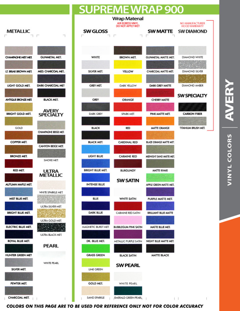 2005-2009 Ford Mustang S-500 / S-501 Racing Stripe Kit Color Chart Page 2