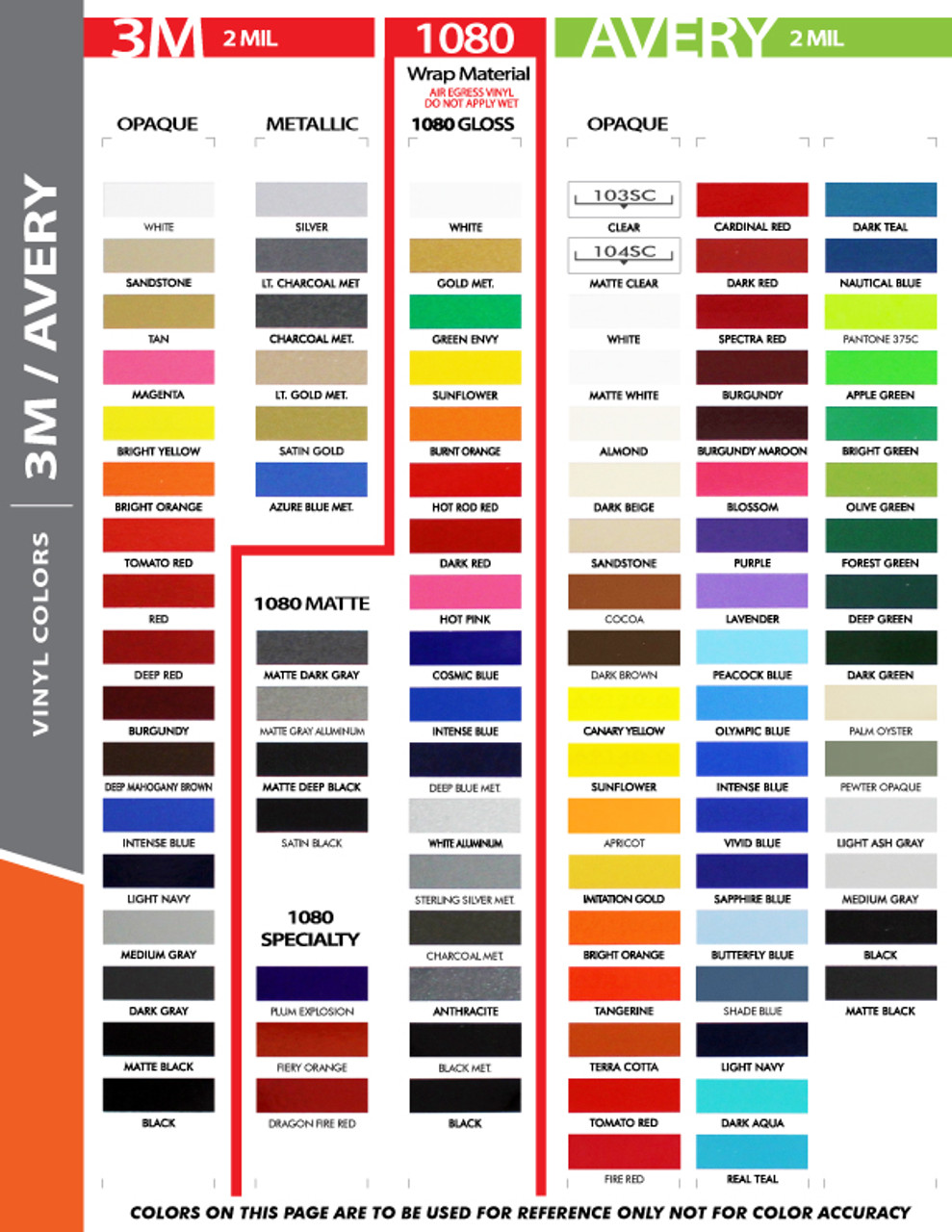 Stripeman.com  3M color chart