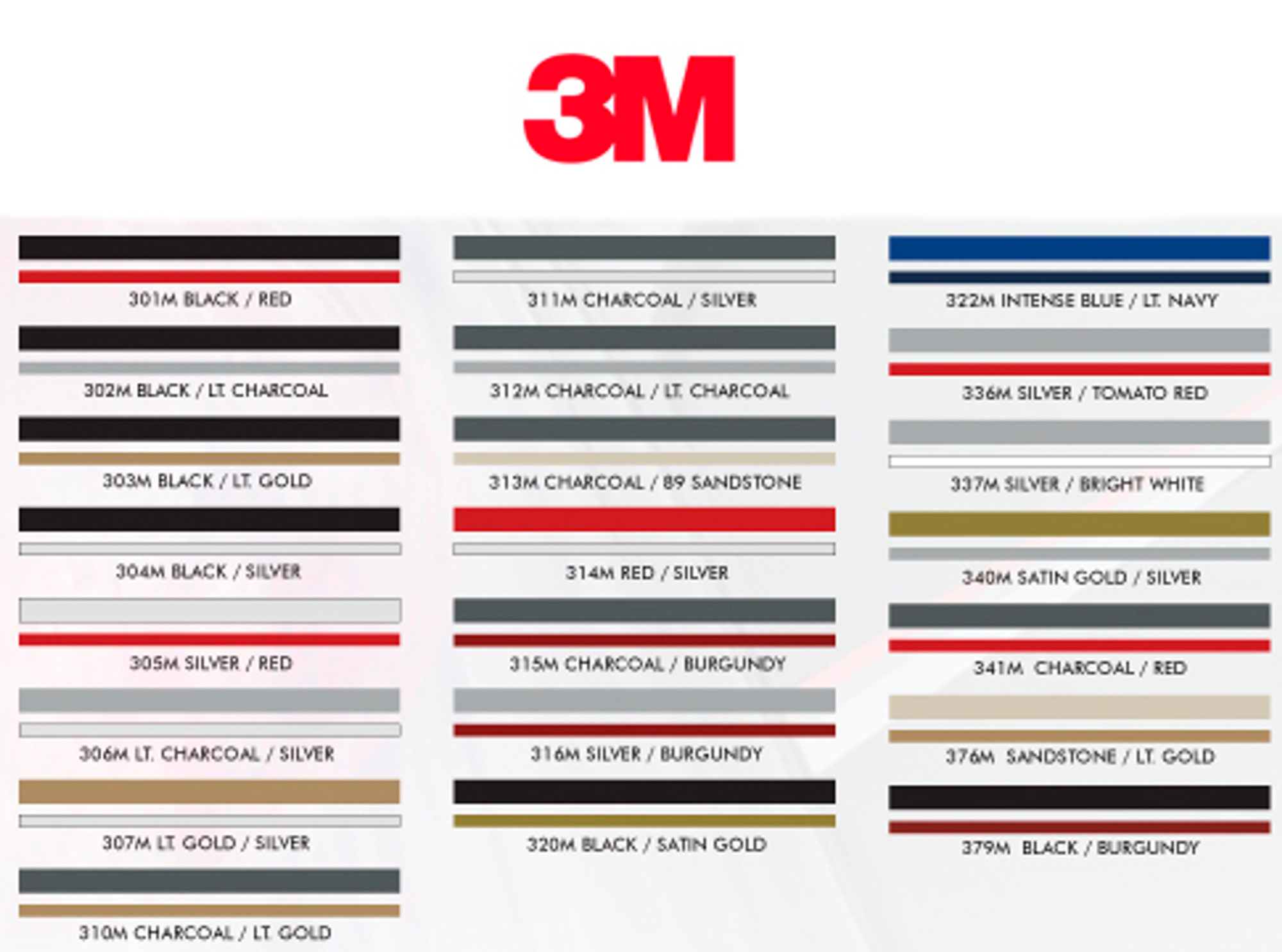 3m Pinstripe Tape Color Chart