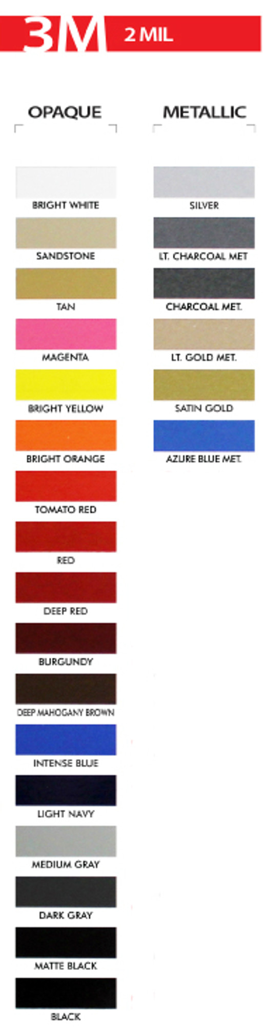 3m Pinstripe Tape Color Chart