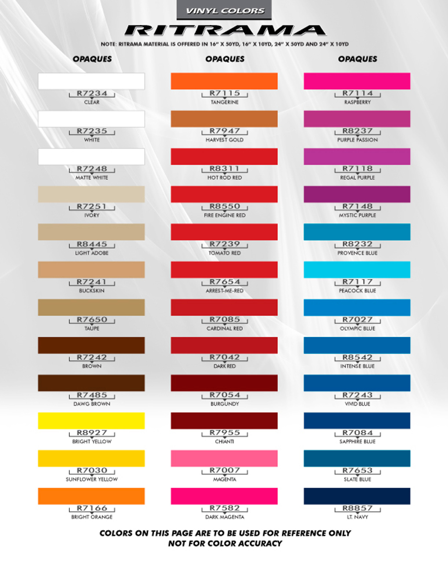 2017 Ford Color Chart