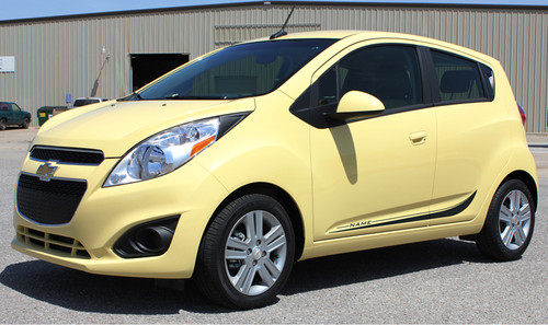 Chevy Spark Arc Vinyl Side Stripes Graphic Kit Diagonal View Chevy Spark Arc Vinyl Side Stripes Graphic Kit Diagonal View