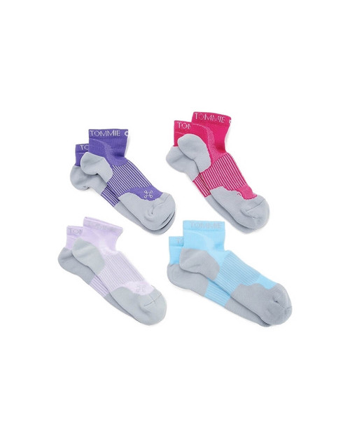 Purple Pink Blue Lavender - Women's 4-Pack Performance Compression Ankle Socks Outlet