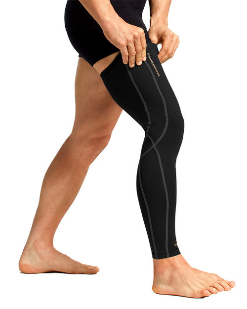 Black with TC Tonal Stitch - Full Leg Compression Sleeve | Men's