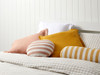 Eva Linen Blend Thick Stripe Bolster Cushion - Marigold