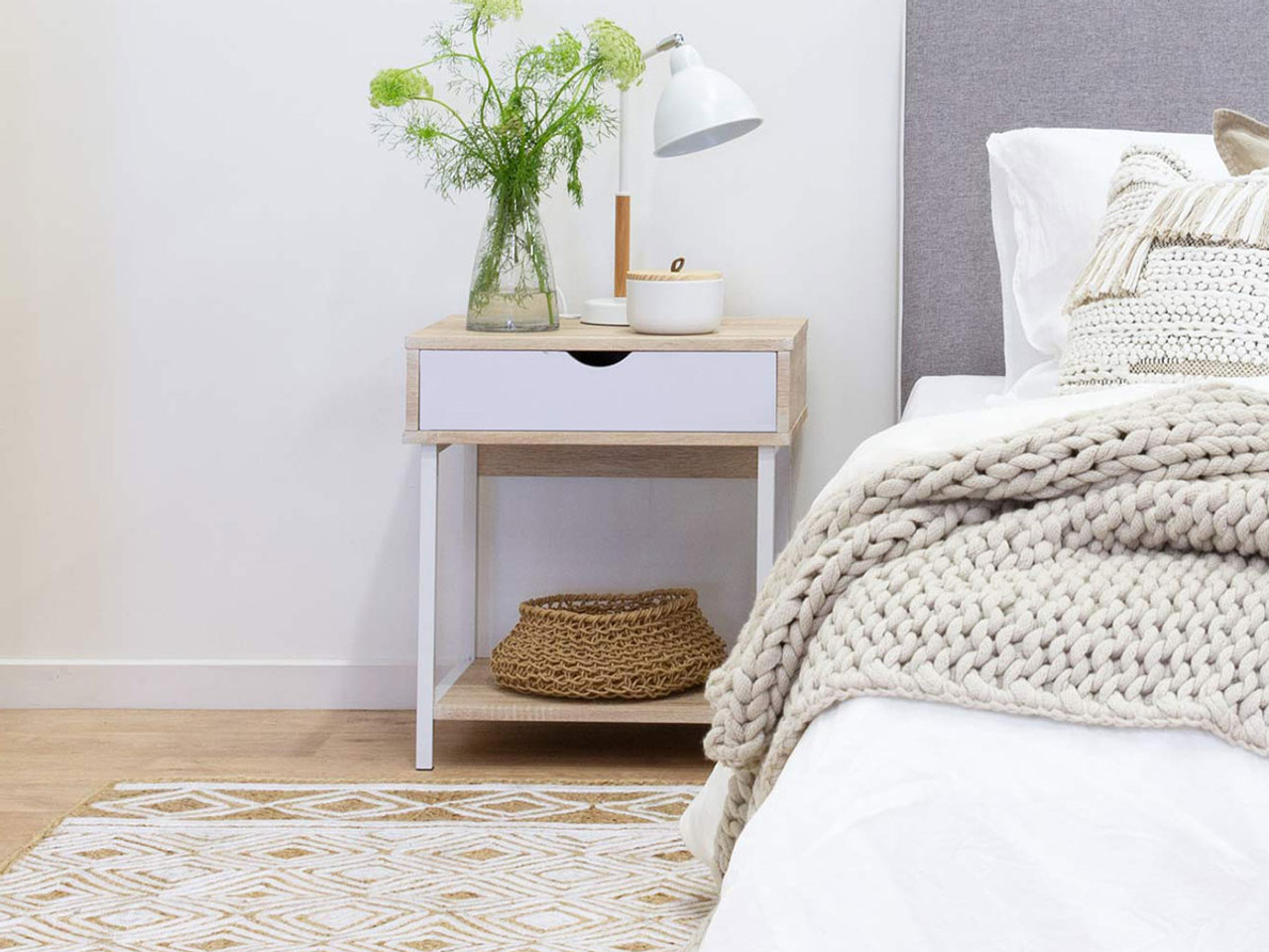 white bedside tables kmart