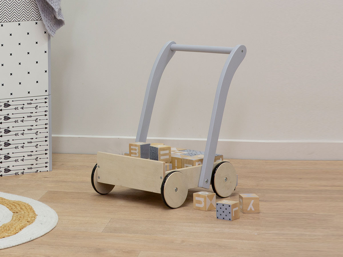 wooden block trolley walker