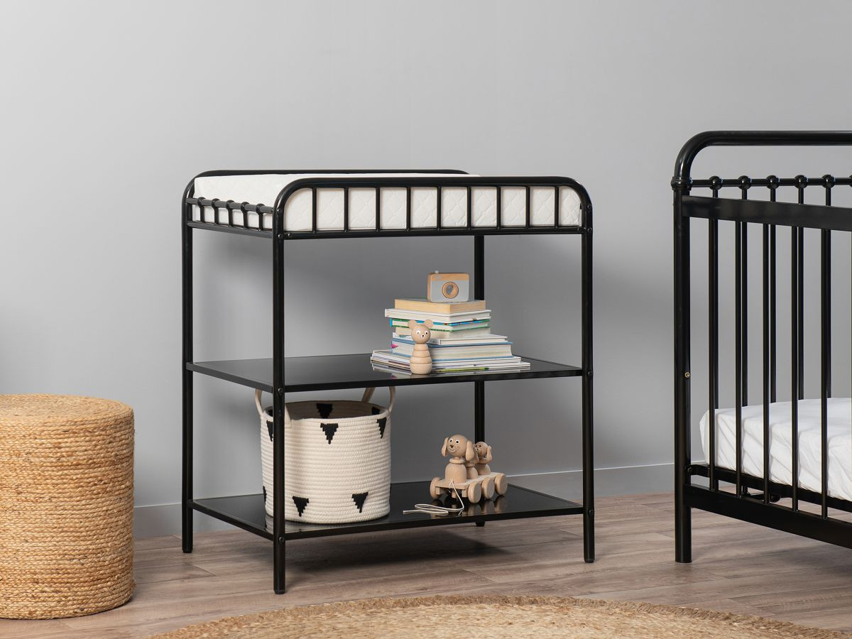 black metal changing table