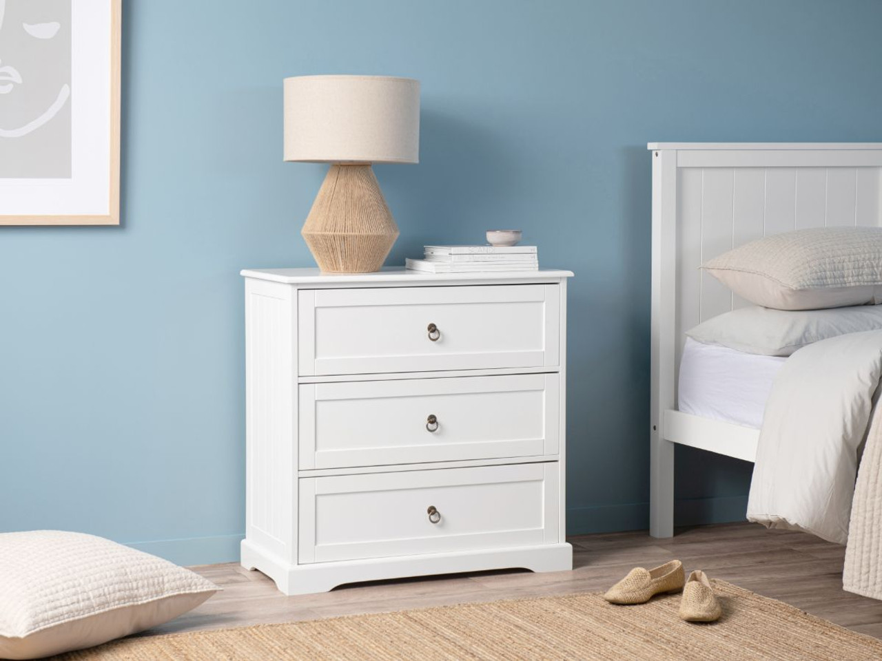 Hamptons Three Drawer Bedroom Furniture Mocka AU