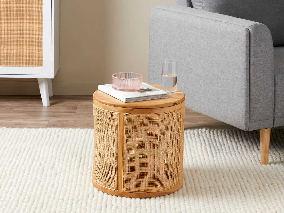 Rattan Storage Ottoman Natural Home Furniture Mocka AU