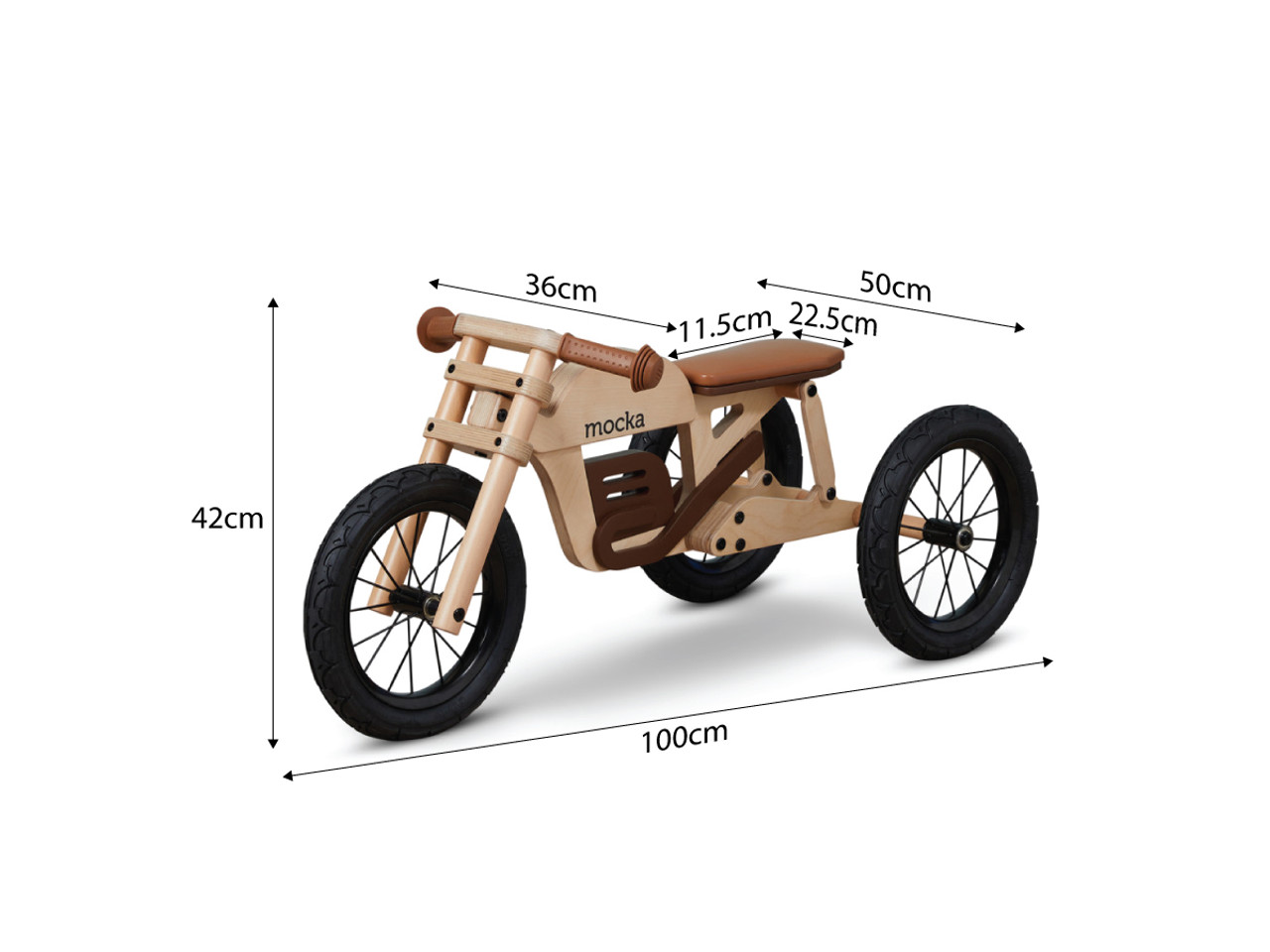 Brando 2-in-1 Wooden Trike Balance Bike - Mocka