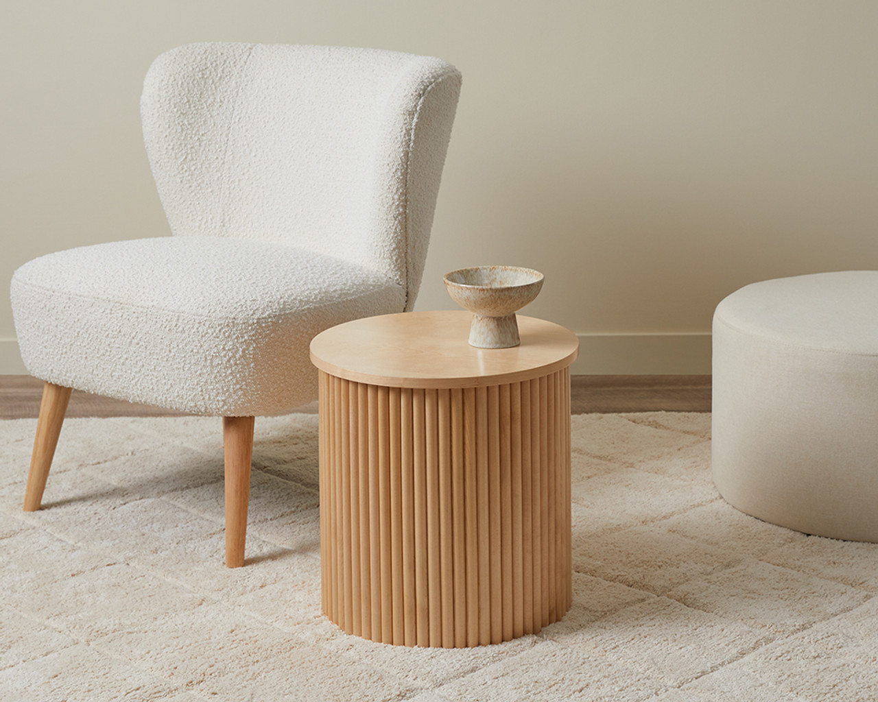 Eve Drum Side Table – Birch, Home Furniture