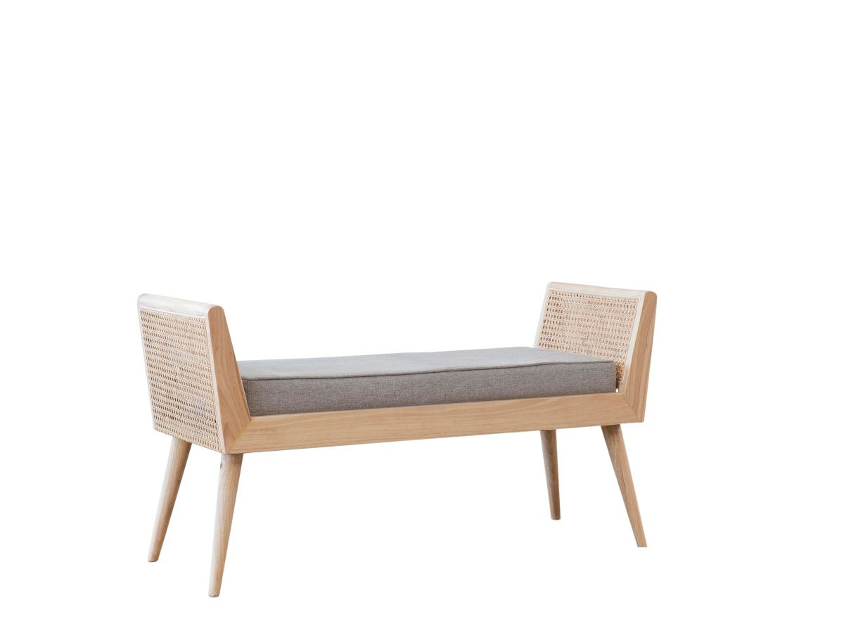 Mocka Innes Rattan Bench Seat Grey Home Furniture