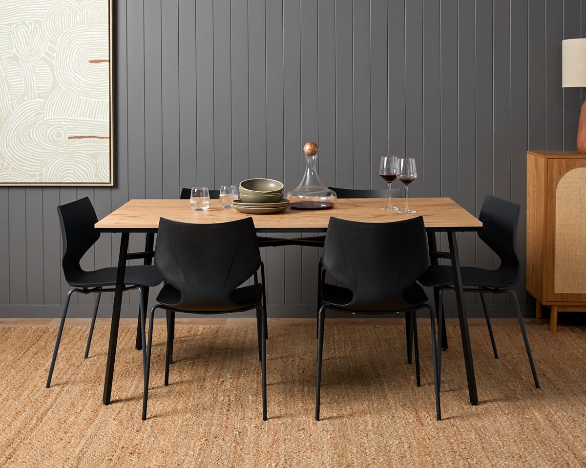 Rectangular dining table made from wood