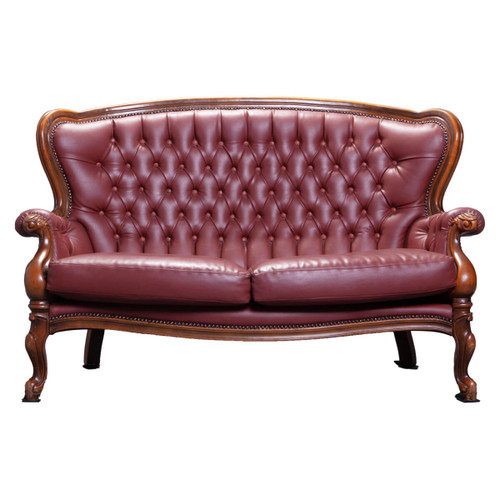 Louis XV Style Sofa with Red Tubular Chrome and Gilded Wood